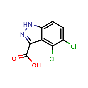 Chemical structure of 4,5-dichloro-1H-indazole-3-carboxylic acid , CAS 1521015-27-9, AChemBlock Q60987