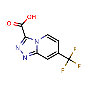 Chemical structure of 7-(trifluoromethyl)-[1,2,4]triazolo[4,3-a]pyridine-3-carboxylic acid , CAS 1629012-68-5, AChemBlock Q61017