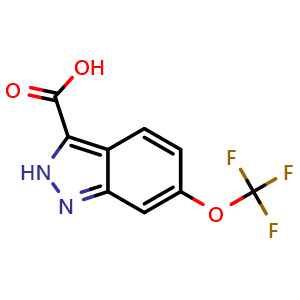 Chemical structure of 6-(trifluoromethoxy)-2H-indazole-3-carboxylic acid , CAS 869782-97-8, AChemBlock Q61019