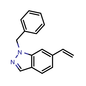 Chemical structure of 1-benzyl-6-vinyl-1H-indazole , CAS 1247001-59-7, AChemBlock Q61036