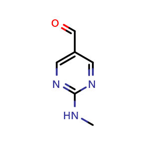 Chemical structure of 2-(methylamino)pyrimidine-5-carbaldehyde , CAS 672307-83-4, AChemBlock Q61059
