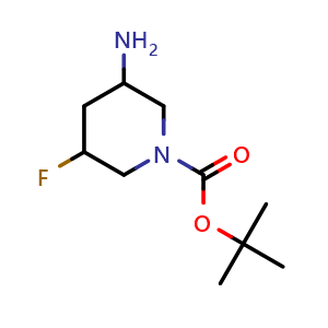 Chemical structure of tert-butyl 3-amino-5-fluoropiperidine-1-carboxylate , CAS 1356342-41-0, AChemBlock Q61063