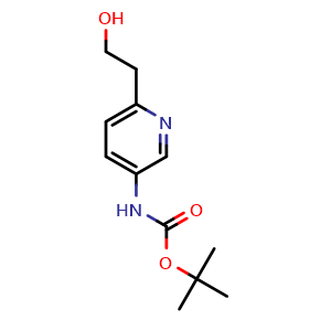 Chemical structure of tert-butyl (6-(2-hydroxyethyl)pyridin-3-yl)carbamate , CAS 1260802-13-8, AChemBlock Q61065