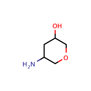 Chemical structure of 5-aminotetrahydro-2H-pyran-3-ol , CAS 1403864-10-7, AChemBlock Q61082
