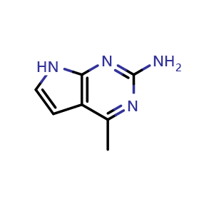 Chemical structure of 4-methyl-7H-pyrrolo[2,3-d]pyrimidin-2-amine , CAS 306314-93-2, AChemBlock Q61086