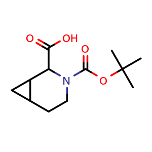 Chemical structure of 3-(tert-butoxycarbonyl)-3-azabicyclo[4.1.0]heptane-2-carboxylic acid , CAS 1779596-18-7, AChemBlock Q61105