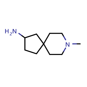 Chemical structure of 8-methyl-8-azaspiro[4.5]decan-2-amine , CAS 1503872-02-3, AChemBlock Q61107