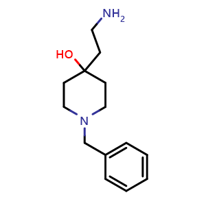 Chemical structure of 4-(2-aminoethyl)-1-benzylpiperidin-4-ol , CAS 54981-01-0, AChemBlock Q61116