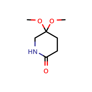 Chemical structure of 5,5-dimethoxypiperidin-2-one , CAS 187237-33-8, AChemBlock Q61146