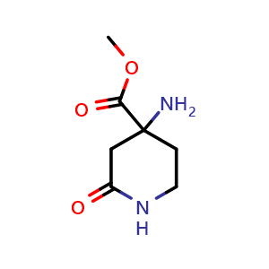 Chemical structure of methyl 4-amino-2-oxopiperidine-4-carboxylate , CAS 1782857-93-5, AChemBlock Q61157