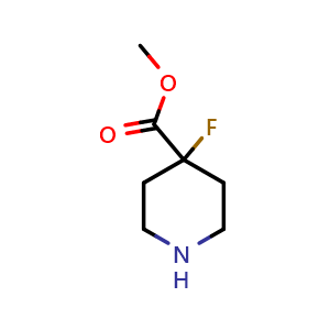 Chemical structure of methyl 4-fluoropiperidine-4-carboxylate , CAS 862401-47-6, AChemBlock Q61175