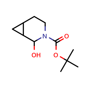 Chemical structure of tert-butyl 2-hydroxy-3-azabicyclo[4.1.0]heptane-3-carboxylate , CAS 2306261-83-4, AChemBlock Q61178