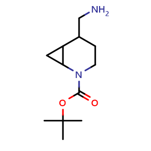Chemical structure of tert-butyl 5-(aminomethyl)-2-azabicyclo[4.1.0]heptane-2-carboxylate , CAS 1895362-82-9, AChemBlock Q61183