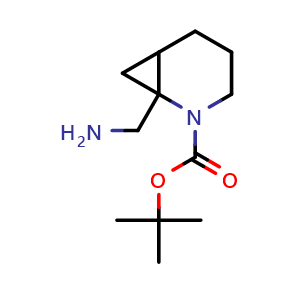 Chemical structure of tert-butyl 1-(aminomethyl)-2-azabicyclo[4.1.0]heptane-2-carboxylate , CAS 1893958-05-8, AChemBlock Q61186