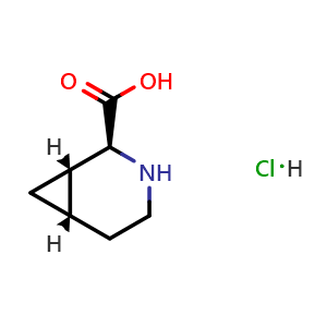 Chemical structure of (1S,2S,6S)-3-Azabicyclo[4.1.0]heptane-2-carboxylic acid hydrochloride , CAS 2227199-11-1, AChemBlock Q61198