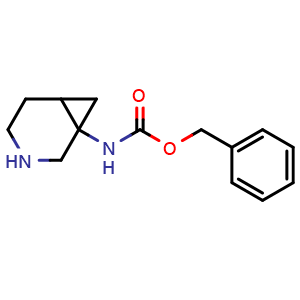 Chemical structure of benzyl (3-azabicyclo[4.1.0]heptan-1-yl)carbamate , CAS 1363210-17-6, AChemBlock Q61204