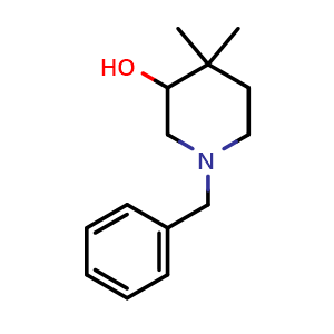 Chemical structure of 1-benzyl-4,4-dimethylpiperidin-3-ol , CAS 1904059-33-1, AChemBlock Q61214