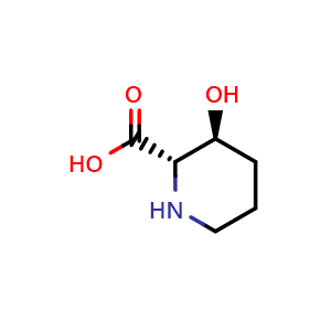 Chemical structure of (2S,3S)-3-hydroxypiperidine-2-carboxylic acid , CAS 176019-05-9, AChemBlock Q61221