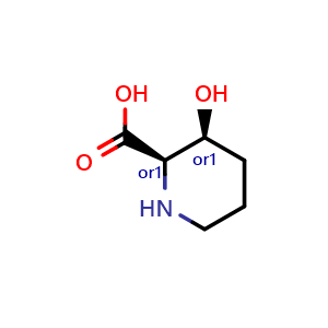 Chemical structure of rel-(2R,3S)-3-hydroxypiperidine-2-carboxylic acid , CAS 194297-98-8, AChemBlock Q61223