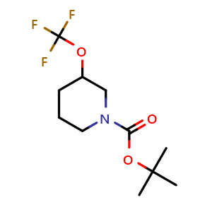 Chemical structure of tert-butyl 3-(trifluoromethoxy)piperidine-1-carboxylate , CAS 1206524-11-9, AChemBlock Q61233
