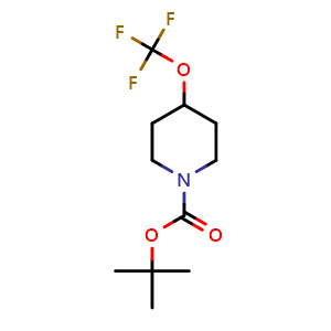 Chemical structure of tert-butyl 4-(trifluoromethoxy)piperidine-1-carboxylate , CAS 1206523-86-5, AChemBlock Q61235