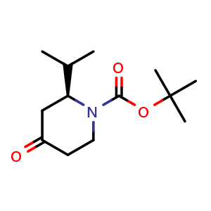 Chemical structure of tert-butyl (S)-2-isopropyl-4-oxopiperidine-1-carboxylate , CAS 1217732-08-5, AChemBlock Q61236