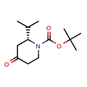Chemical structure of tert-butyl (R)-2-isopropyl-4-oxopiperidine-1-carboxylate , CAS 1217662-38-8, AChemBlock Q61237