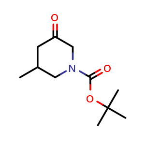 Chemical structure of tert-butyl 3-methyl-5-oxopiperidine-1-carboxylate , CAS 1509382-47-1, AChemBlock Q61242