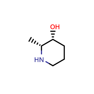 Chemical structure of (2R,3R)-2-methylpiperidin-3-ol , CAS 1932047-07-8, AChemBlock Q61251