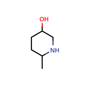 Chemical structure of 6-methylpiperidin-3-ol , CAS 54751-93-8, AChemBlock Q61256