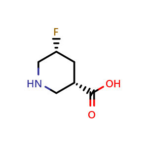 Chemical structure of (3S,5R)-5-Fluoropiperidine-3-carboxylic acid , CAS 792170-98-0, AChemBlock Q61300