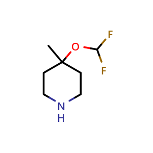 Chemical structure of 4-(difluoromethoxy)-4-methylpiperidine , CAS 1877913-80-8, AChemBlock Q61306