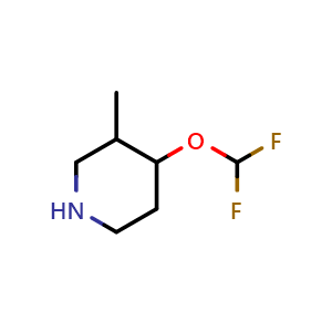 Chemical structure of 4-(difluoromethoxy)-3-methylpiperidine , CAS 2227205-56-1, AChemBlock Q61308