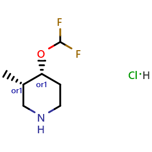 Chemical structure of cis-4-(difluoromethoxy)-3-methyl-piperidine hydrochloride , CAS 2306247-29-8, AChemBlock Q61310