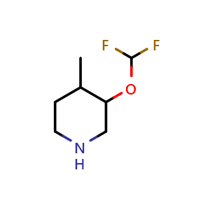 Chemical structure of 3-(difluoromethoxy)-4-methylpiperidine , CAS 1602517-90-7, AChemBlock Q61312