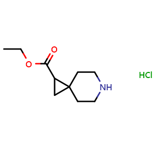 Chemical structure of ethyl 6-azaspiro[2.5]octane-1-carboxylate hydrochloride , CAS 1983157-41-0, AChemBlock Q61315