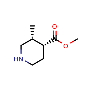 Chemical structure of methyl (3R,4R)-3-methylpiperidine-4-carboxylate , CAS 133567-09-6, AChemBlock Q61325