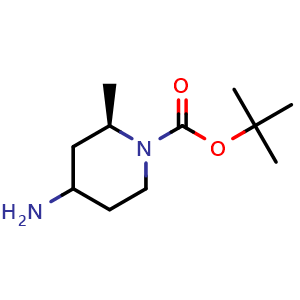 Chemical structure of tert-butyl (2R)-4-amino-2-methylpiperidine-1-carboxylate , CAS 1887088-35-8, AChemBlock Q61339