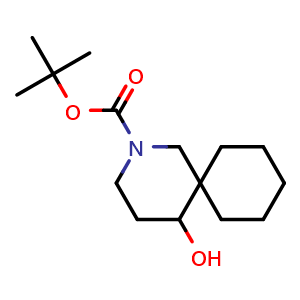 Chemical structure of tert-butyl 5-hydroxy-2-azaspiro[5.5]undecane-2-carboxylate , CAS 1782511-79-8, AChemBlock Q61374