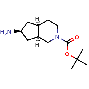 Chemical structure of tert-butyl (4aR,6S,7aS)-6-aminooctahydro-2H-cyclopenta[c]pyridine-2-carboxylate , CAS 2166040-02-2, AChemBlock Q61383