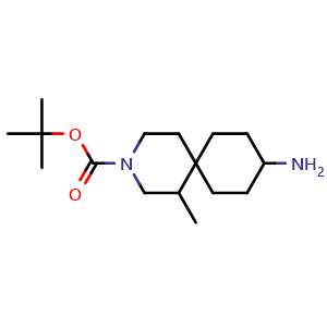 Chemical structure of tert-butyl 9-amino-1-methyl-3-azaspiro[5.5]undecane-3-carboxylate , CAS 2306271-07-6, AChemBlock Q61398