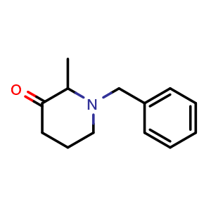 Chemical structure of 1-benzyl-2-methylpiperidin-3-one , CAS 74798-56-4, AChemBlock Q61405