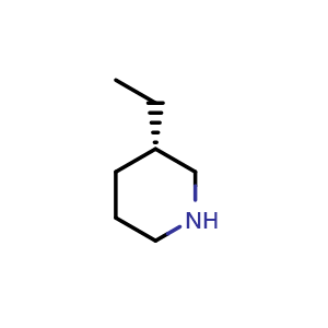 Chemical structure of (S)-3-ethylpiperidine , CAS 57906-00-0, AChemBlock Q61421