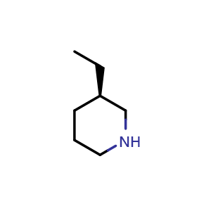 Chemical structure of (R)-3-ethylpiperidine , CAS 45582-61-4, AChemBlock Q61422