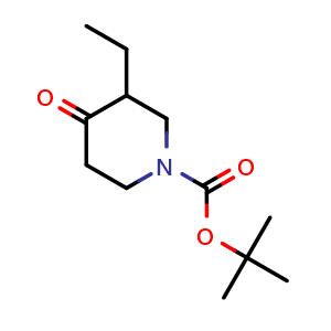 Chemical structure of tert-butyl 3-ethyl-4-oxopiperidine-1-carboxylate , CAS 117565-57-8, AChemBlock Q61426