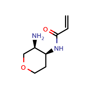 Chemical structure of N-((3S,4S)-3-Aminotetrahydro-2H-pyran-4-yl)acrylamide , CAS 2277403-40-2, AChemBlock Q61429