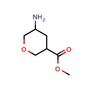 Chemical structure of methyl 5-aminotetrahydro-2H-pyran-3-carboxylate , CAS 1784664-10-3, AChemBlock Q61430