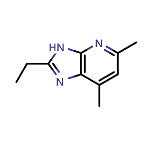 Chemical structure of 2-ethyl-5,7-dimethyl-3H-imidazo[4,5-b]pyridine , CAS 133240-06-9, AChemBlock Q61437