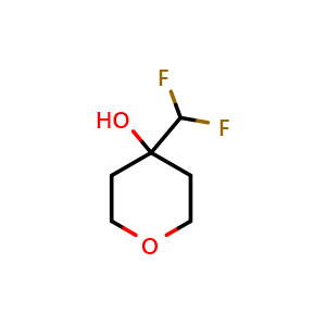 Chemical structure of 4-(difluoromethyl)tetrahydro-2H-pyran-4-ol , CAS 1505220-12-1, AChemBlock Q61438