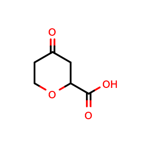 Chemical structure of 4-oxotetrahydro-2H-pyran-2-carboxylic acid , CAS 5270-59-7, AChemBlock Q61442